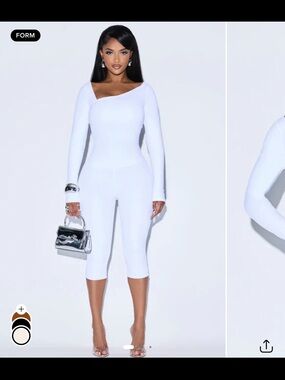 Long-Sleeve White Cropped two piece set